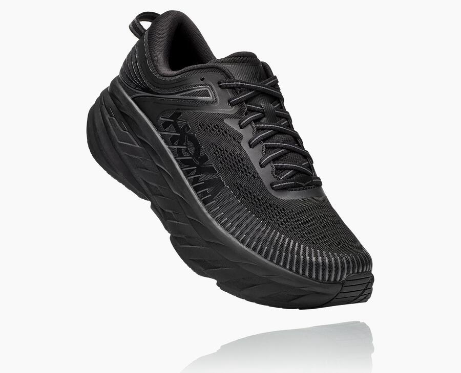 Hoka Bondi 7 - Men's Running Shoes - Black - UK 620NKWEYM